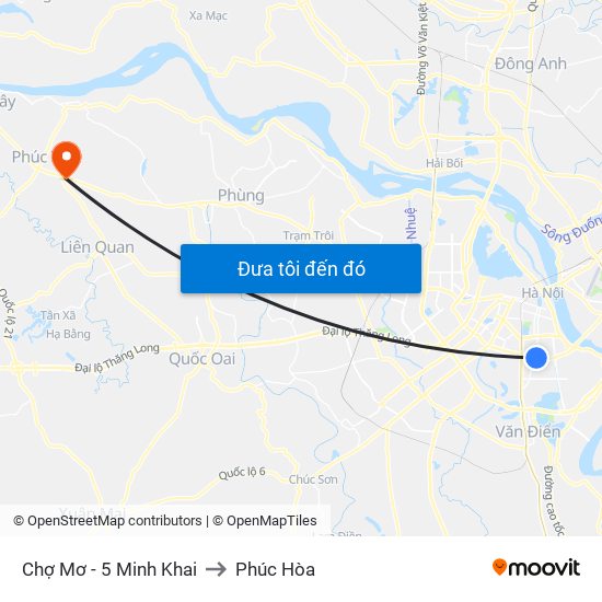 Chợ Mơ - 5 Minh Khai to Phúc Hòa map