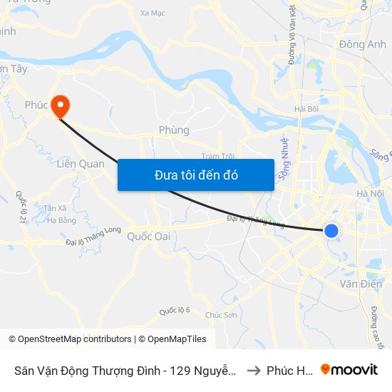 Sân Vận Động Thượng Đình - 129 Nguyễn Trãi to Phúc Hòa map