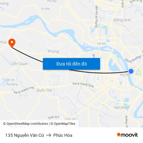 135 Nguyễn Văn Cừ to Phúc Hòa map