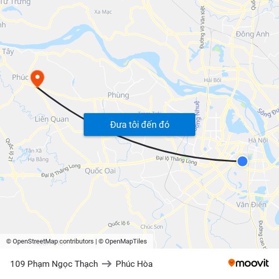 109 Phạm Ngọc Thạch to Phúc Hòa map