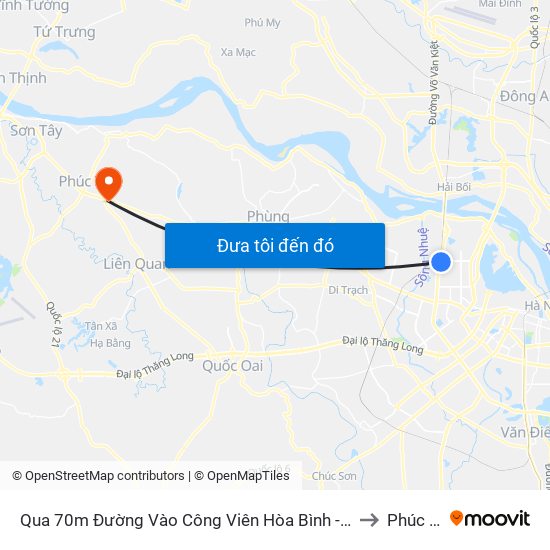 Qua 70m Đường Vào Công Viên Hòa Bình - Phạm Văn Đồng to Phúc Hòa map