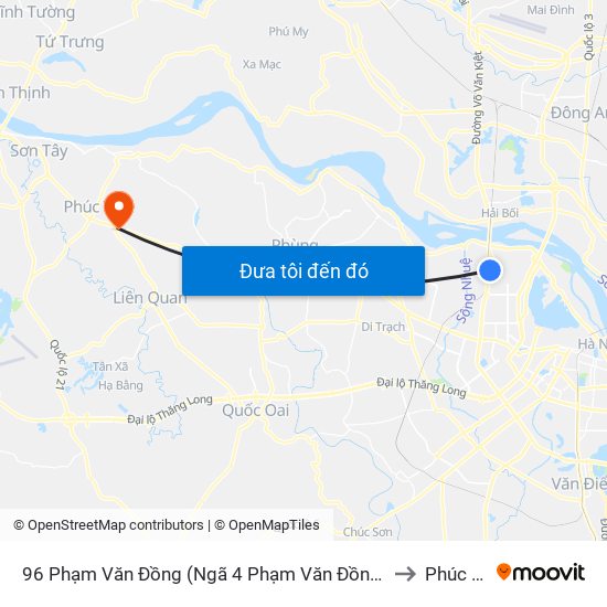 96 Phạm Văn Đồng (Ngã 4 Phạm Văn Đồng - Xuân Đỉnh) to Phúc Hòa map
