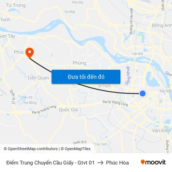 Điểm Trung Chuyển Cầu Giấy - Gtvt 01 to Phúc Hòa map