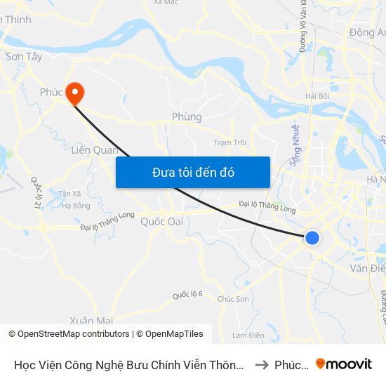 Học Viện Công Nghệ Bưu Chính Viễn Thông - Trần Phú (Hà Đông) to Phúc Hòa map