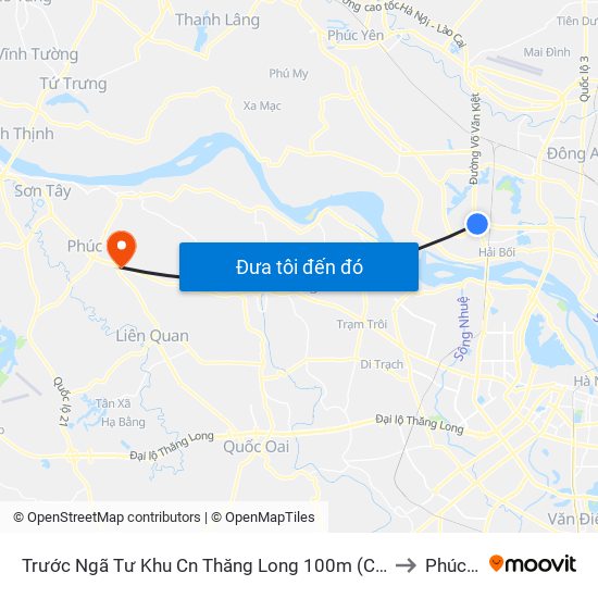 Trước Ngã Tư Khu Cn Thăng Long 100m (Chiều Nội Bài - Hà Nội) to Phúc Hòa map