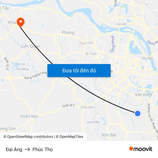 Đại Áng to Phúc Thọ map