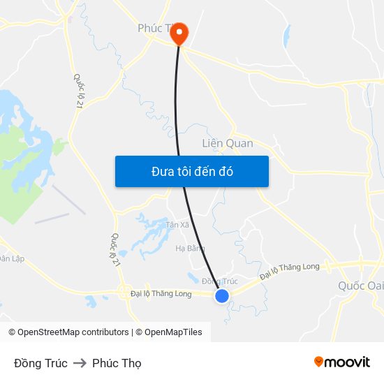 Đồng Trúc to Phúc Thọ map