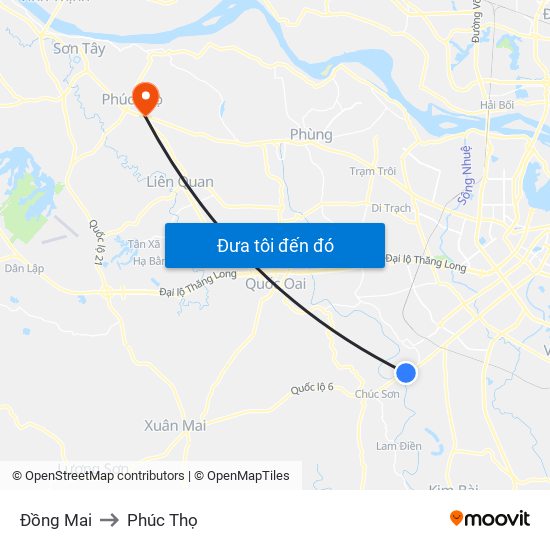 Đồng Mai to Phúc Thọ map