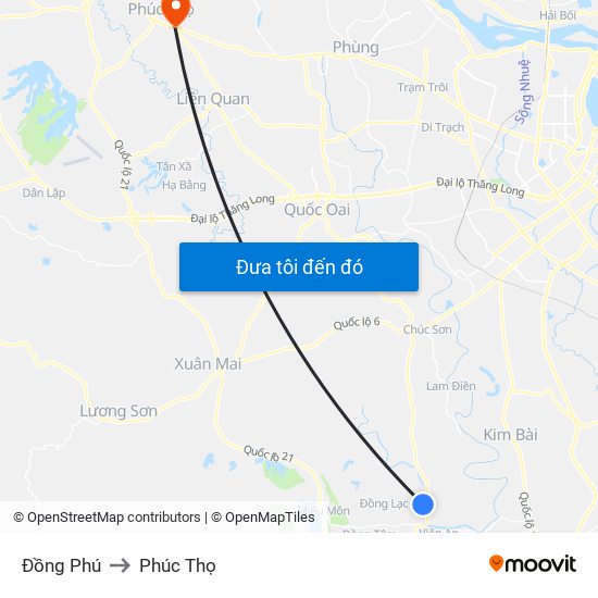 Đồng Phú to Phúc Thọ map