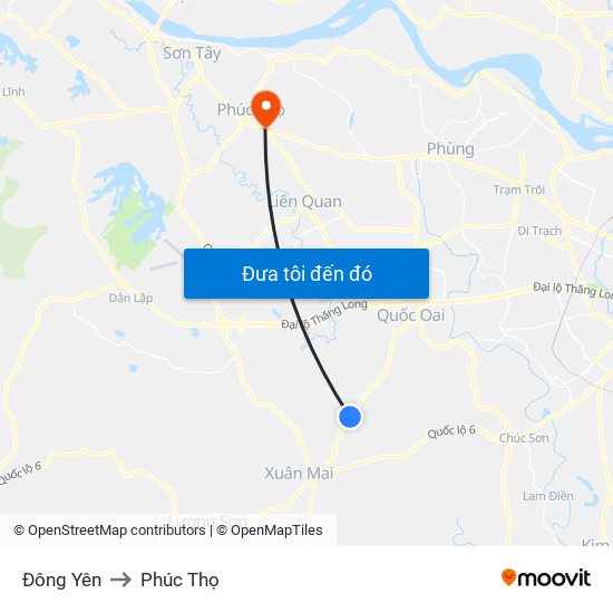 Đông Yên to Phúc Thọ map
