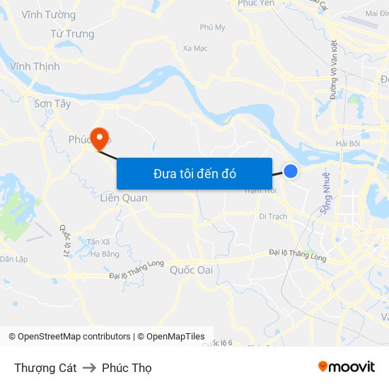 Thượng Cát to Phúc Thọ map