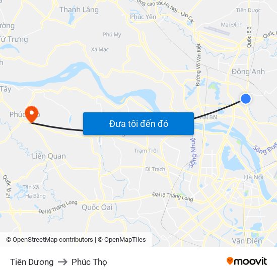 Tiên Dương to Phúc Thọ map