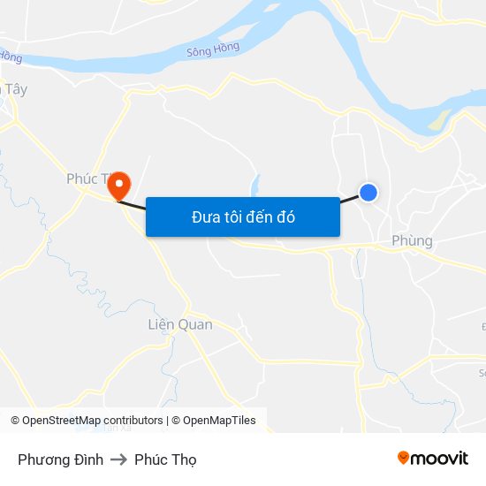 Phương Đình to Phúc Thọ map