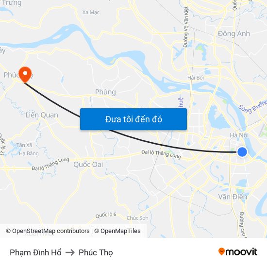 Phạm Đình Hổ to Phúc Thọ map