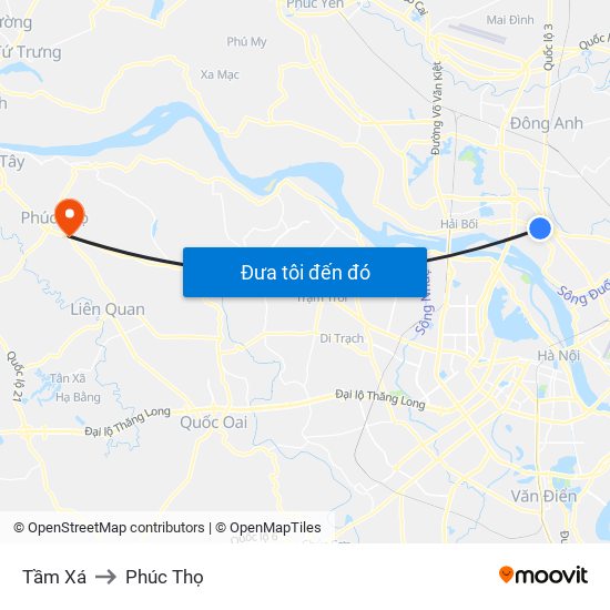 Tầm Xá to Phúc Thọ map