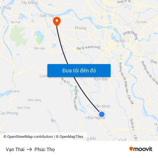 Vạn Thái to Phúc Thọ map