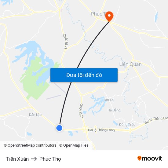 Tiến Xuân to Phúc Thọ map