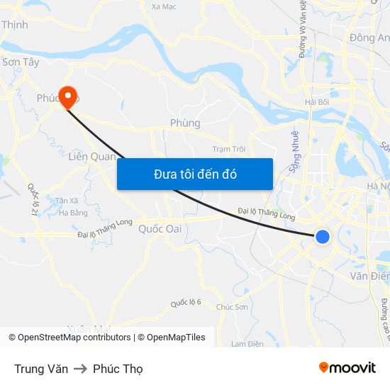 Trung Văn to Phúc Thọ map