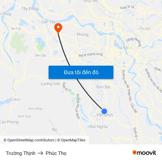 Trường Thịnh to Phúc Thọ map
