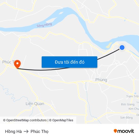 Hồng Hà to Phúc Thọ map