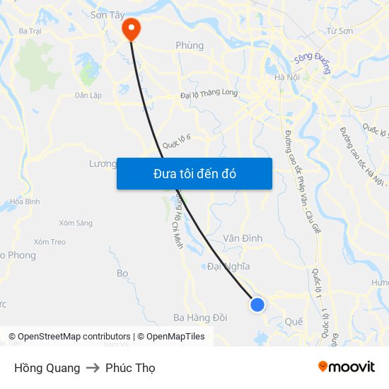 Hồng Quang to Phúc Thọ map