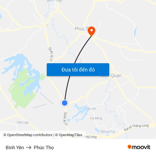 Bình Yên to Phúc Thọ map