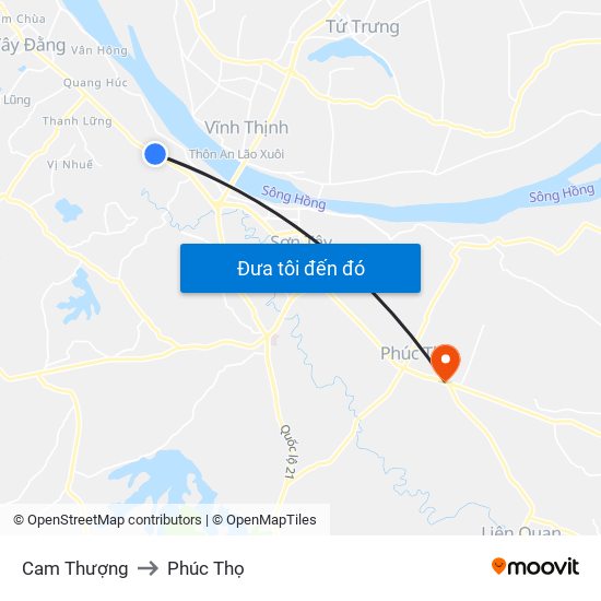 Cam Thượng to Phúc Thọ map