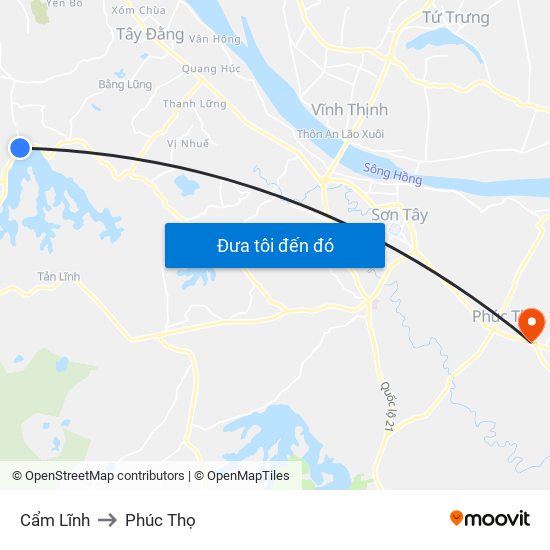 Cẩm Lĩnh to Phúc Thọ map