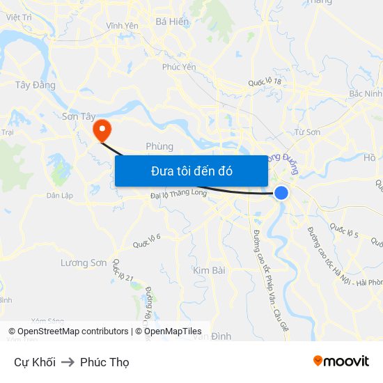 Cự Khối to Phúc Thọ map