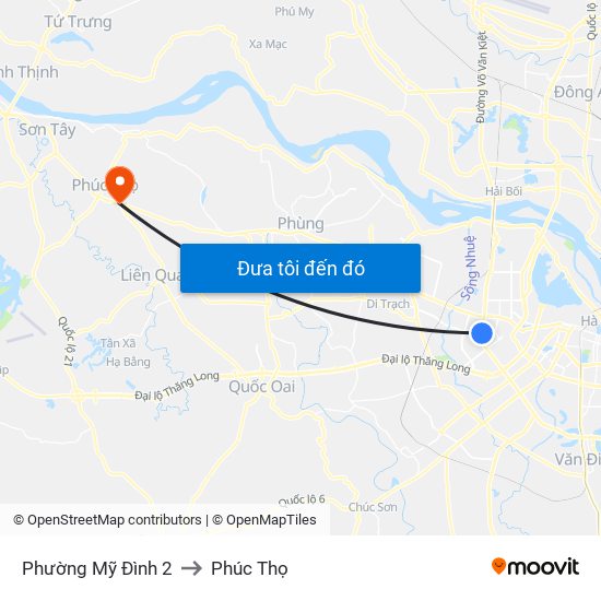 Phường Mỹ Đình 2 to Phúc Thọ map