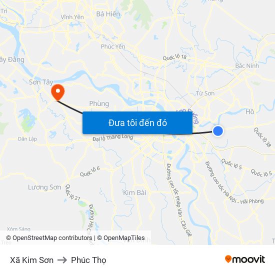 Xã Kim Sơn to Phúc Thọ map