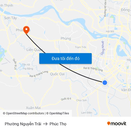 Phường Nguyễn Trãi to Phúc Thọ map