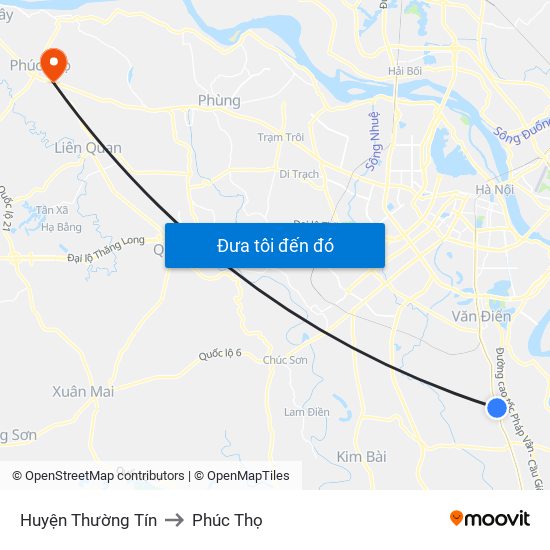 Huyện Thường Tín to Phúc Thọ map