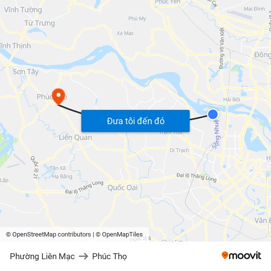 Phường Liên Mạc to Phúc Thọ map