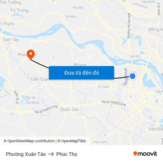 Phường Xuân Tảo to Phúc Thọ map