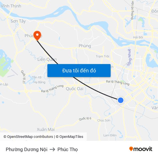 Phường Dương Nội to Phúc Thọ map