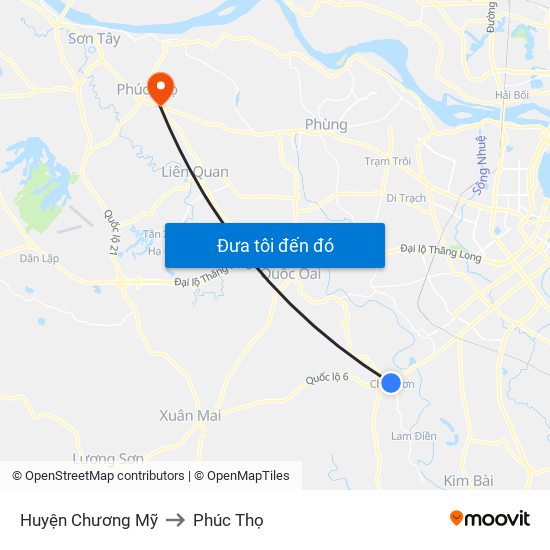 Huyện Chương Mỹ to Phúc Thọ map