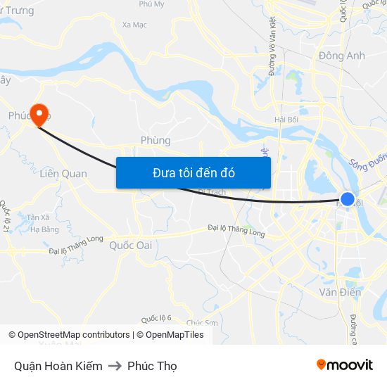 Quận Hoàn Kiếm to Phúc Thọ map