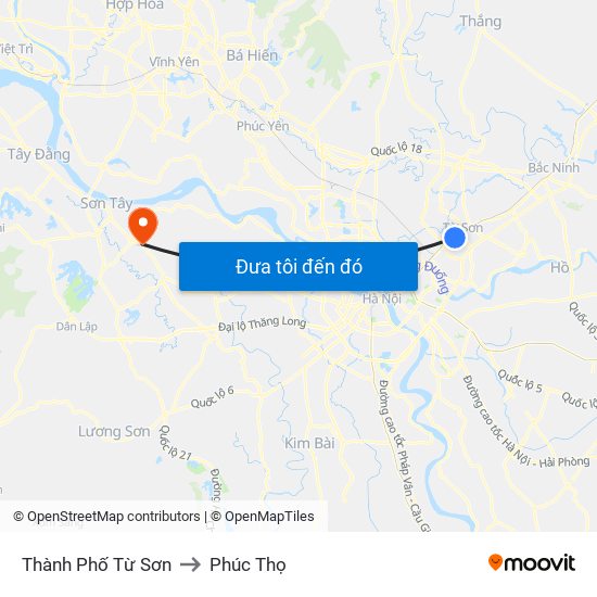 Thành Phố Từ Sơn to Phúc Thọ map