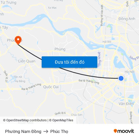 Phường Nam Đồng to Phúc Thọ map