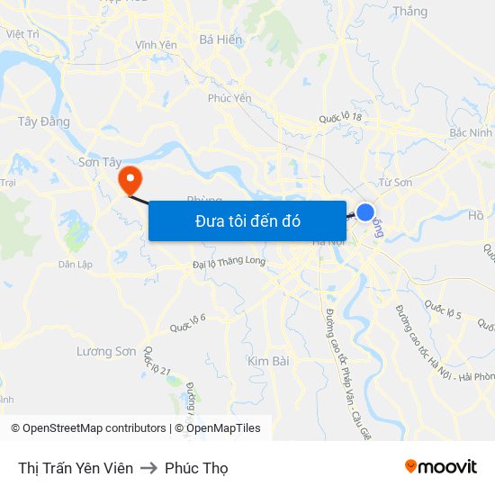 Thị Trấn Yên Viên to Phúc Thọ map