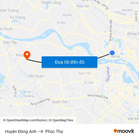 Huyện Đông Anh to Phúc Thọ map