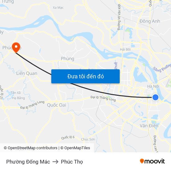 Phường Đống Mác to Phúc Thọ map