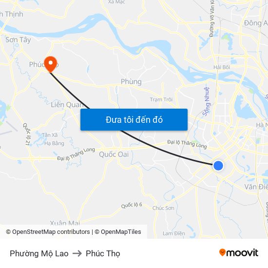 Phường Mộ Lao to Phúc Thọ map