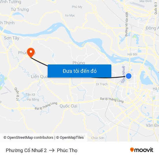 Phường Cổ Nhuế 2 to Phúc Thọ map