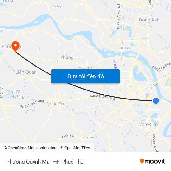 Phường Quỳnh Mai to Phúc Thọ map