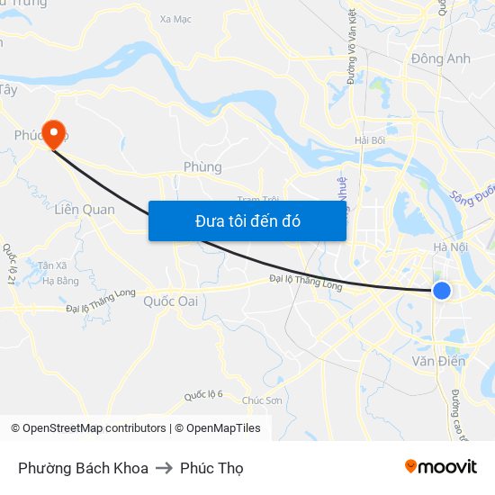 Phường Bách Khoa to Phúc Thọ map