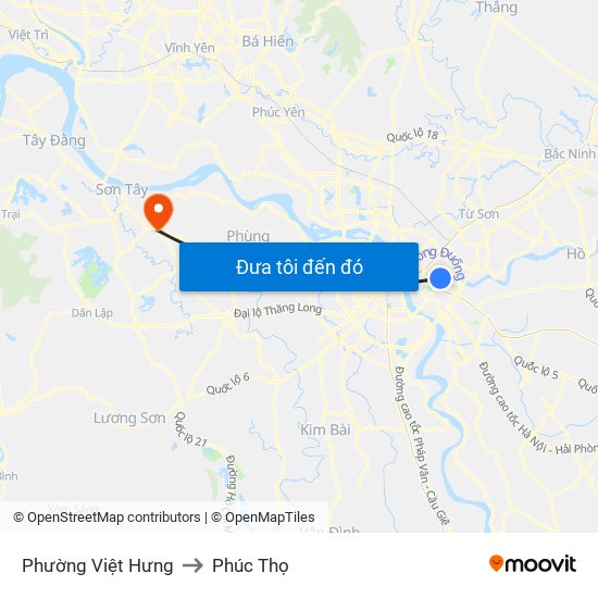 Phường Việt Hưng to Phúc Thọ map