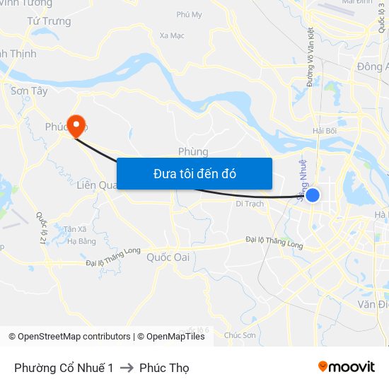 Phường Cổ Nhuế 1 to Phúc Thọ map