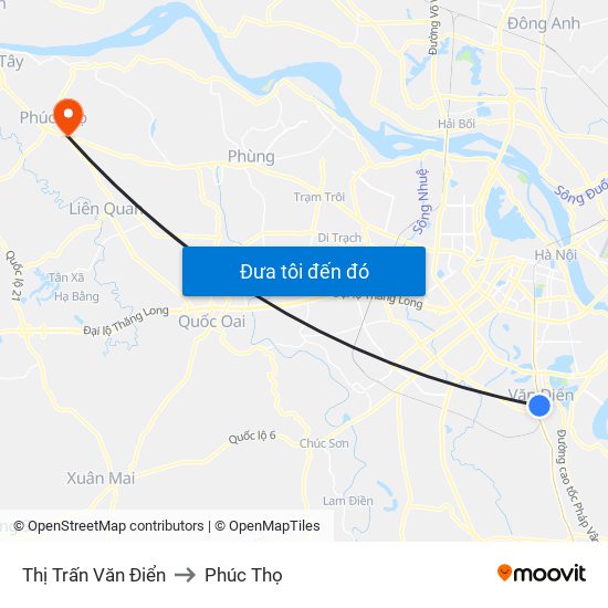 Thị Trấn Văn Điển to Phúc Thọ map